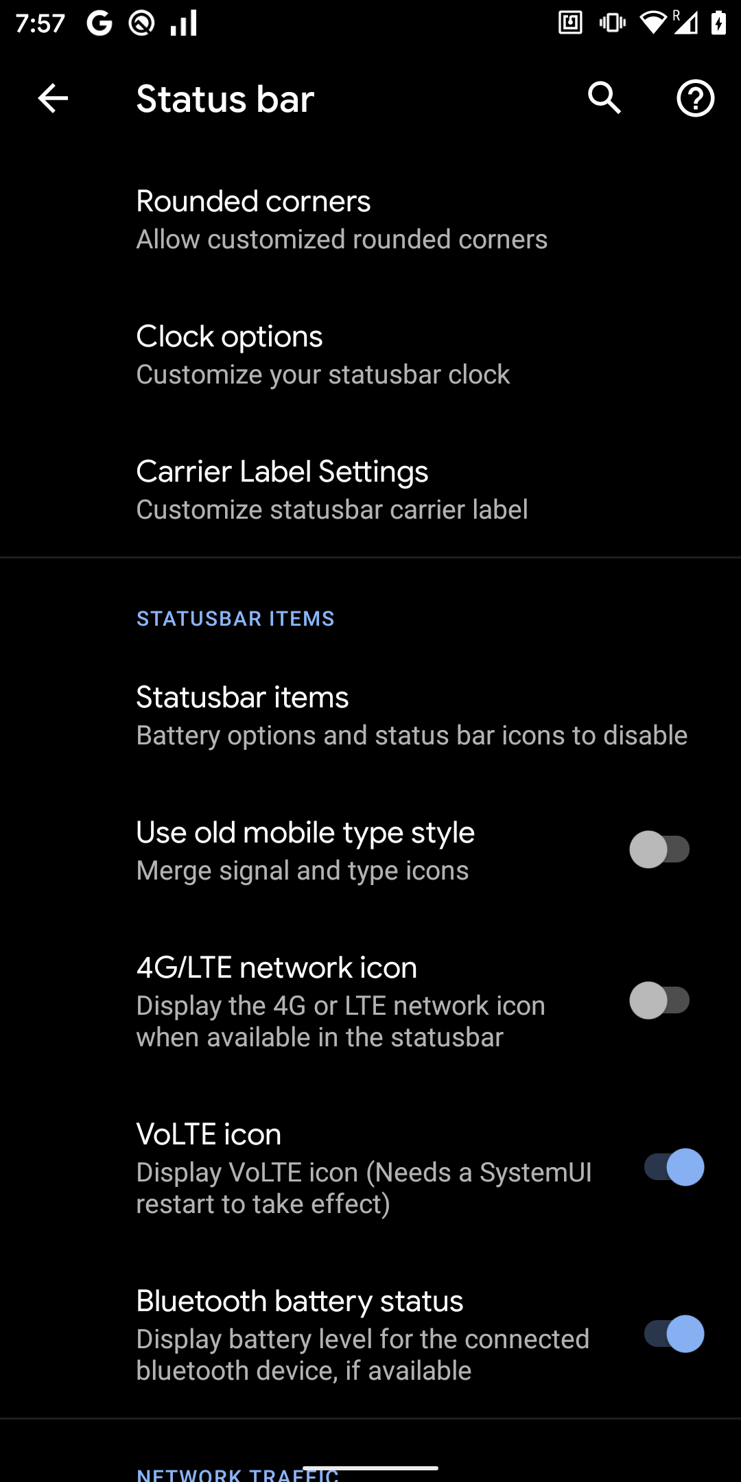 Status Bar Settings